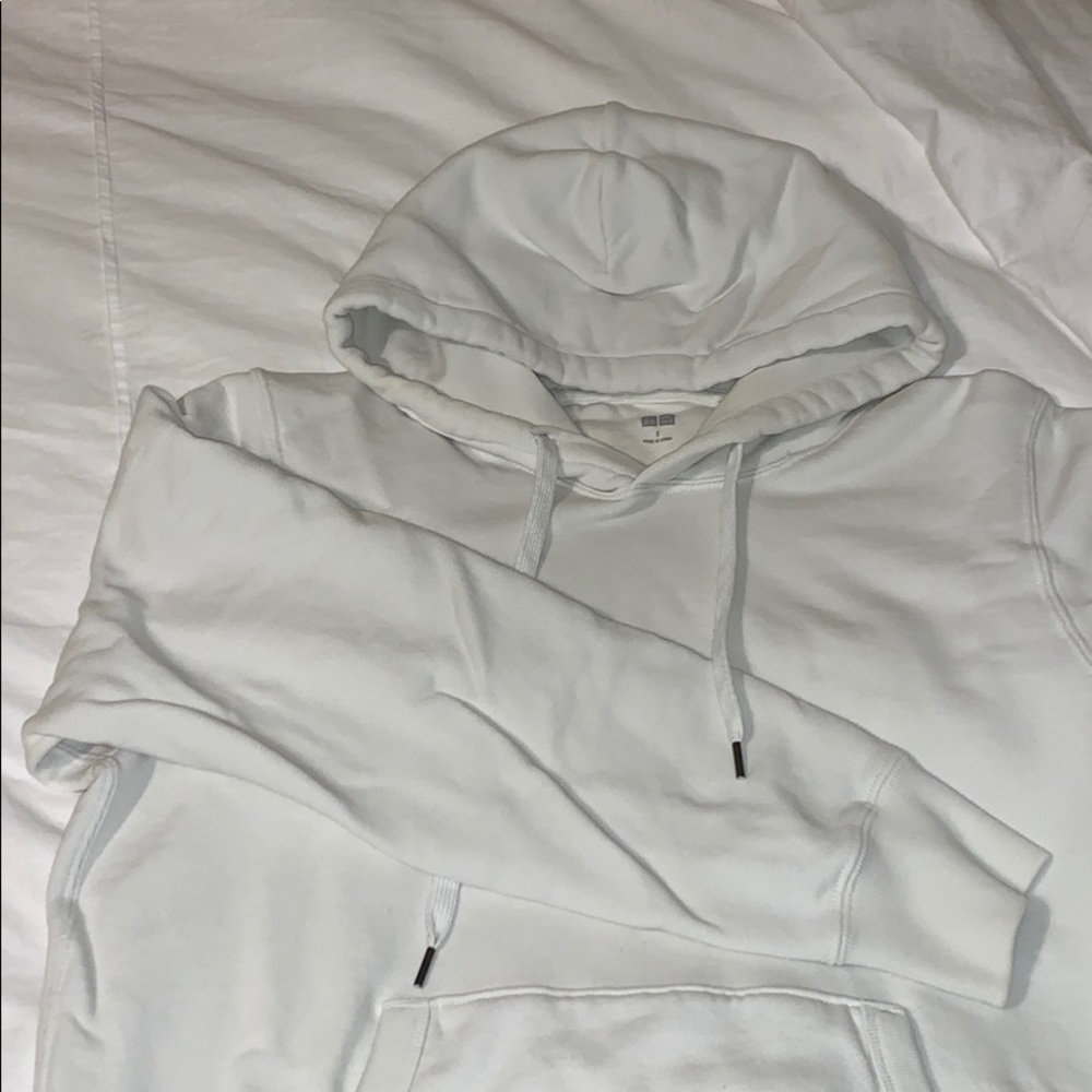 White Suprasoft Uniqlo Metal Drawstring Hoodie